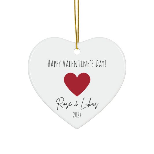 Personalizable Happy Valentine's Day Ornament - Red Heart