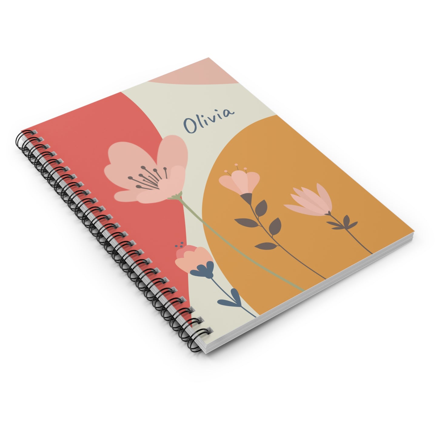 Personalizable Spiral Notebook -  Pink Flowers