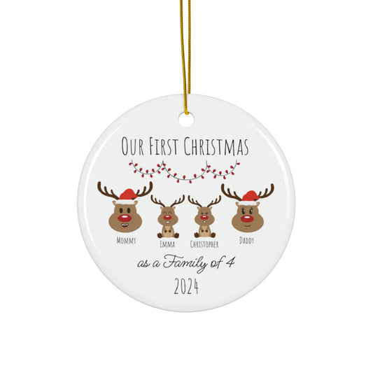 Personalized Christmas Ornament -  "Our First Christmas as a Family of..."