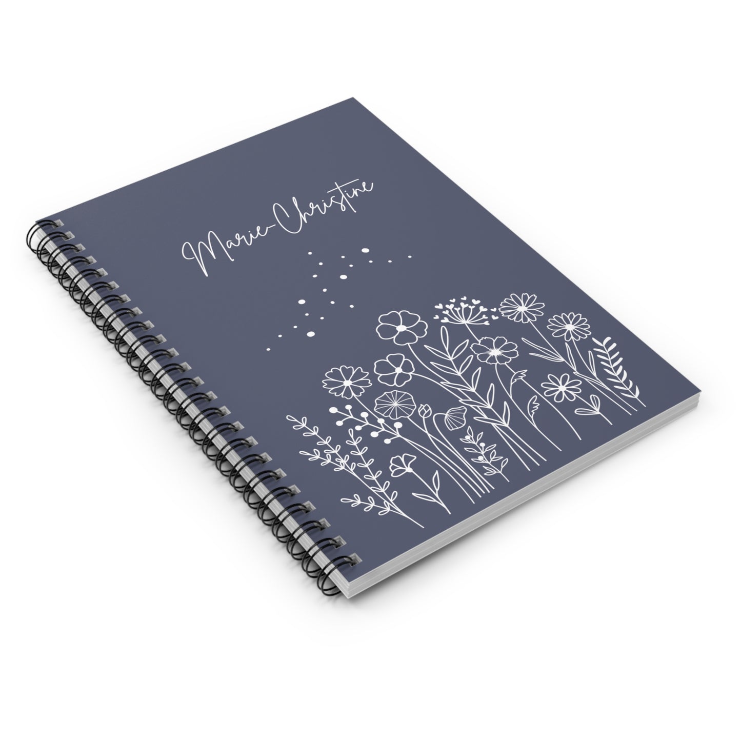 Personalizable Spiral Notebook - White Flowers