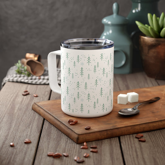 Insulated Coffee Mug -  Tea Mug - Winter Inspired Motif