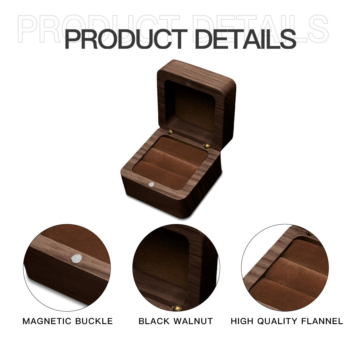 Personalizable Mini Vintage Black Walnut Jewelry Box