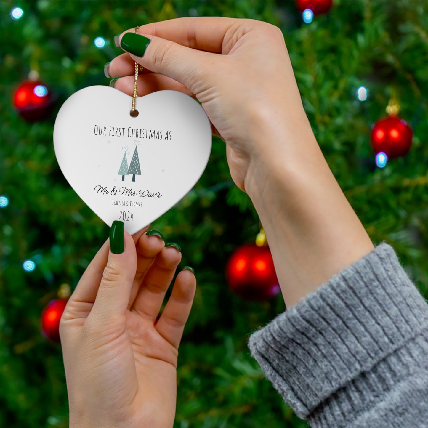 Personalisiertes ERSTES WEIHNACHTS-Ornament „Verheiratet“ - Weihnachtsbaum-Erstschmuck als Ehepaar - Perfektes Geschenk