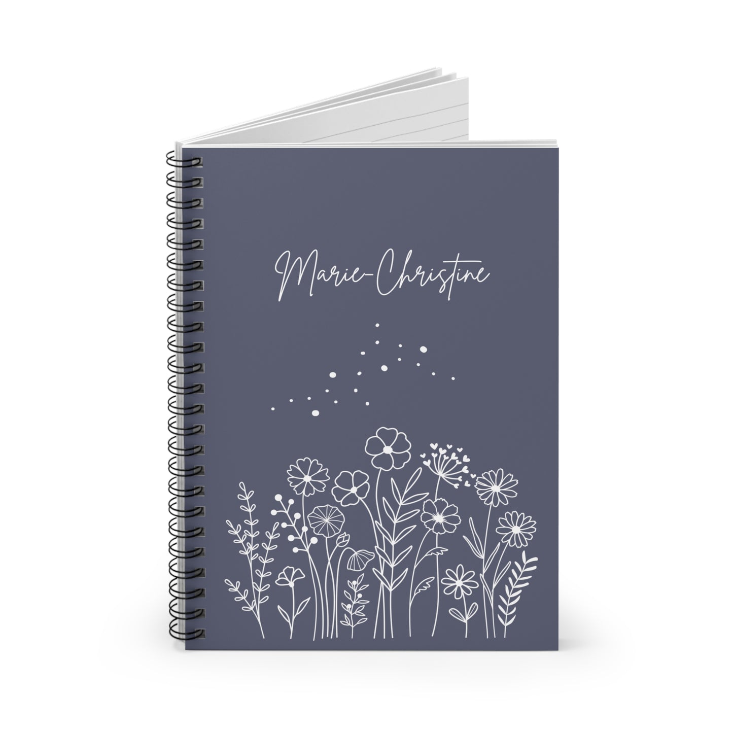 Personalizable Spiral Notebook - White Flowers