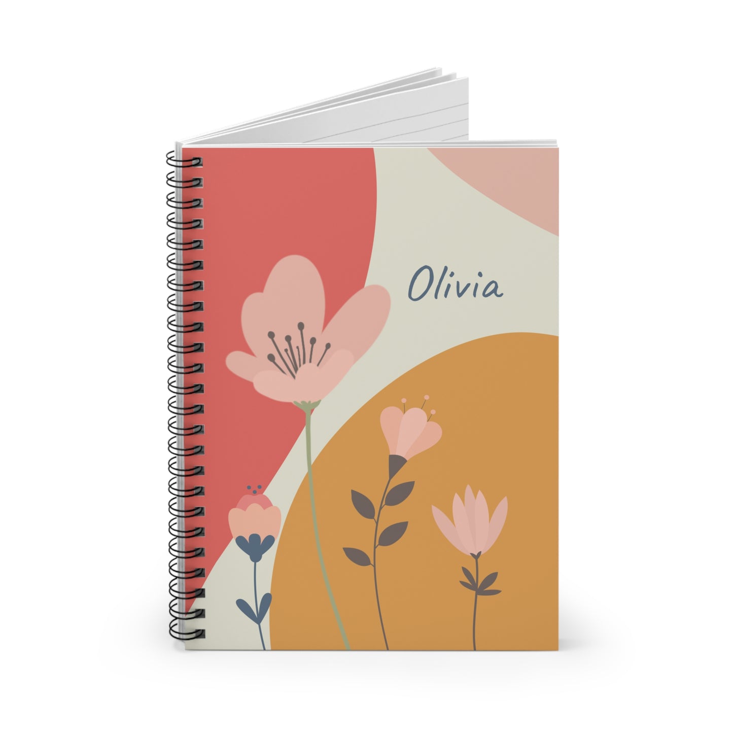 Personalizable Spiral Notebook -  Pink Flowers