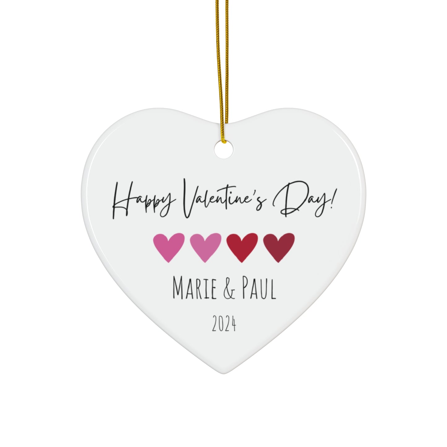 Personalized Valentine's Day Ornament - Colorful Hearts