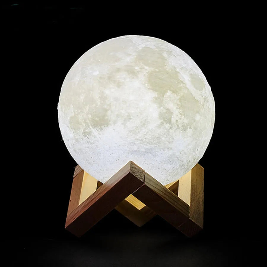 3D Print Moon Lamp LED Night Light - Rechargeable