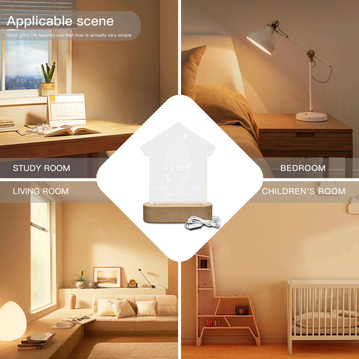 Personalizable Ambient Lamp "Brightening up your New Home!" for New Homeowners