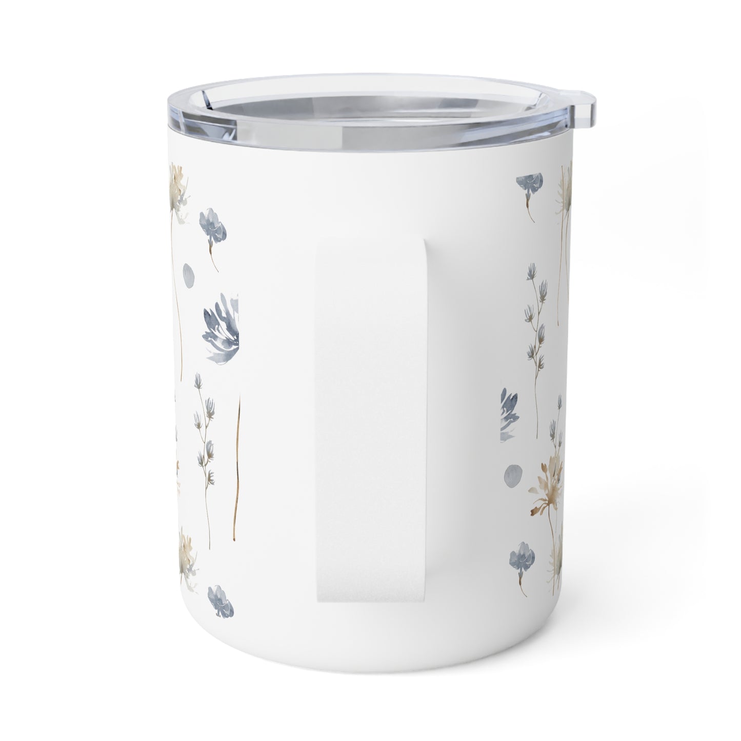 Insulated Coffee Mug with Lid - Tea Mug - Flower Pattern