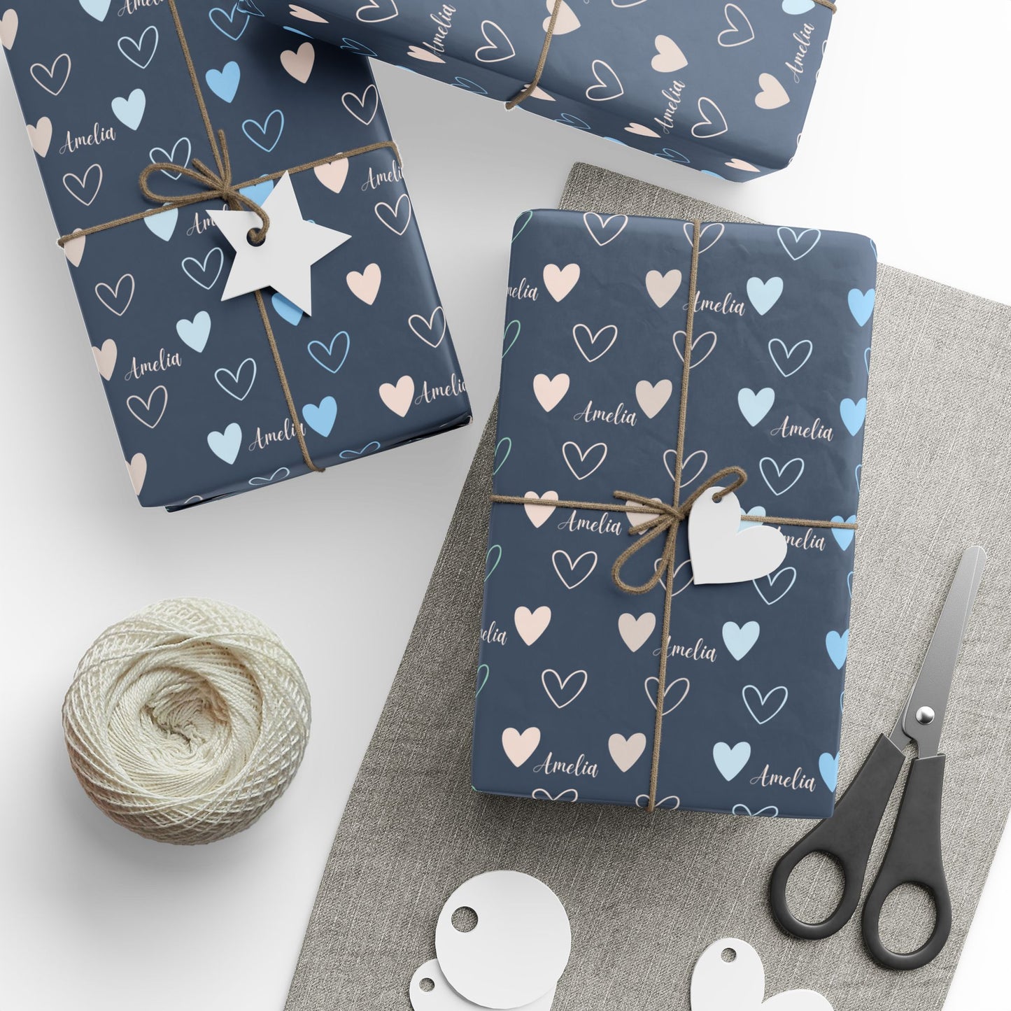 Customizable Wrapping Paper with Hearts