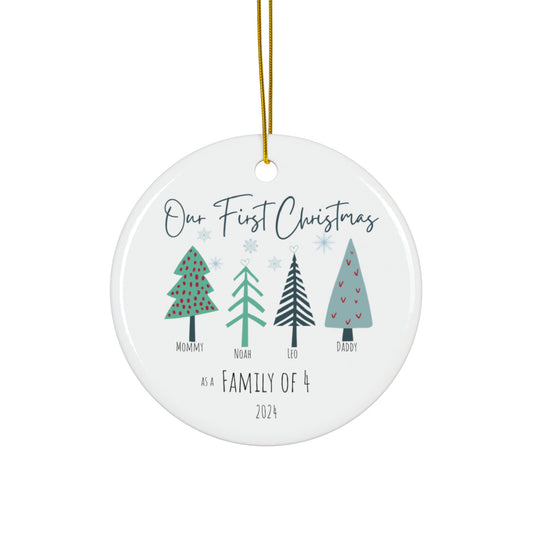 Personalized Christmas Ornament - Our First Christmas as a Family of... - Christmas Tree Decoration