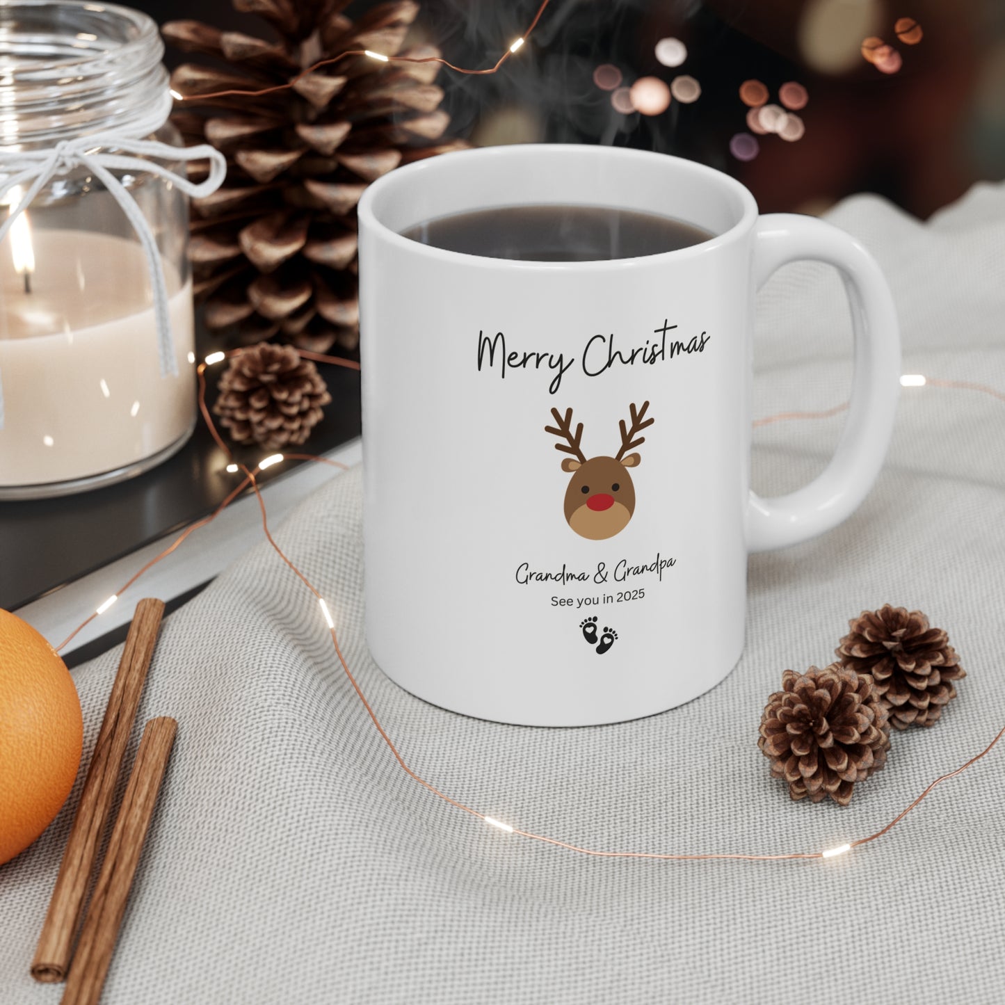 Merry Christmas Pregnancy Announcement Mug - Surprise Gift for Expecting Grandparents - Christmas Gift