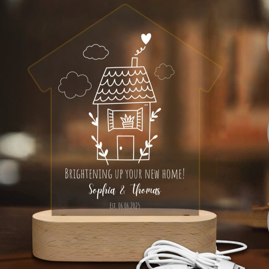 Personalizable Ambient Lamp "Brightening up your New Home!" for New Homeowners