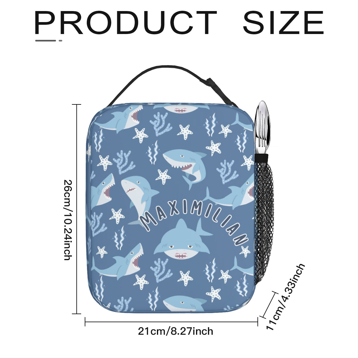 Personalized Portable Handheld Insulated Lunch Bag - Sharks