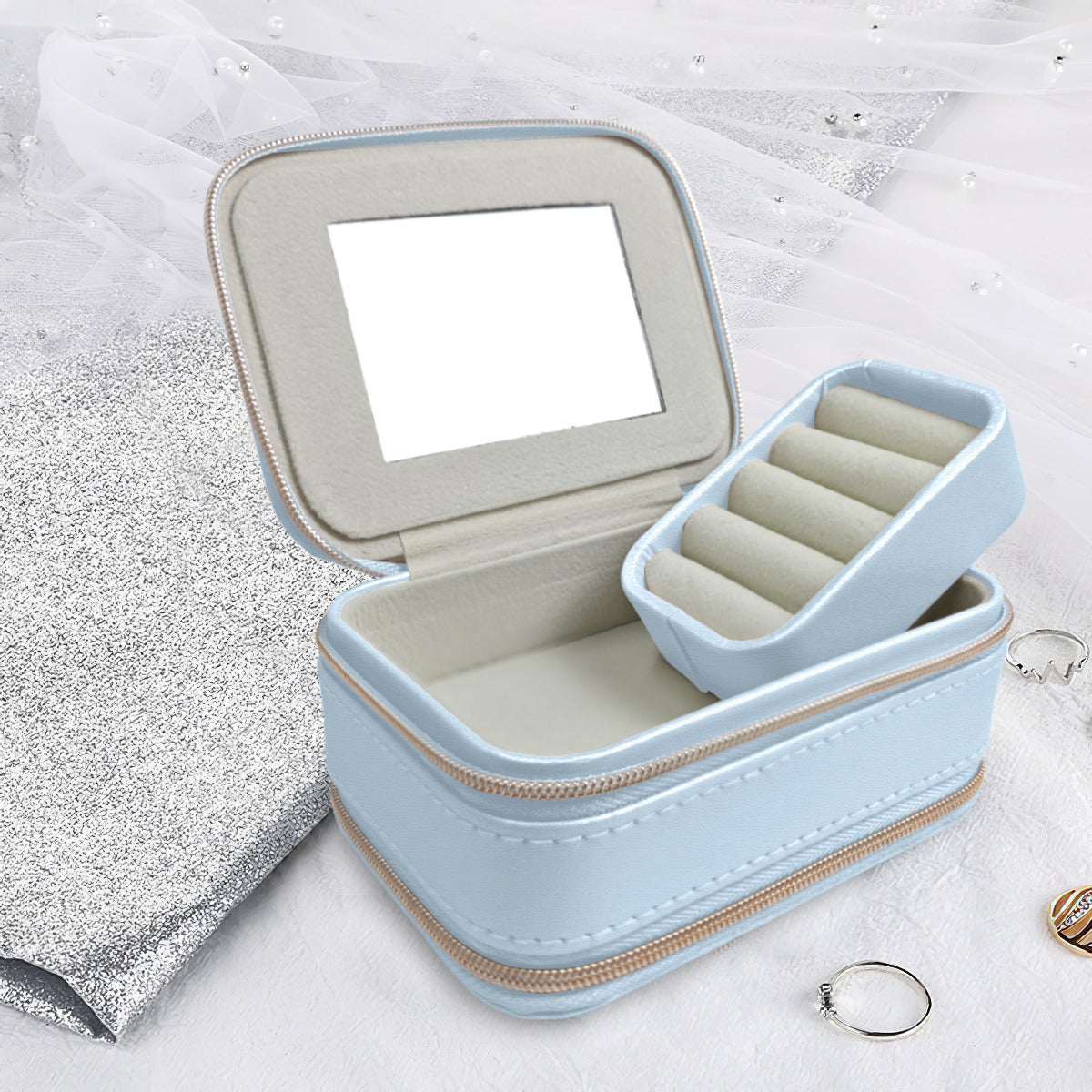 Personalized Jewelry Case with Mirror