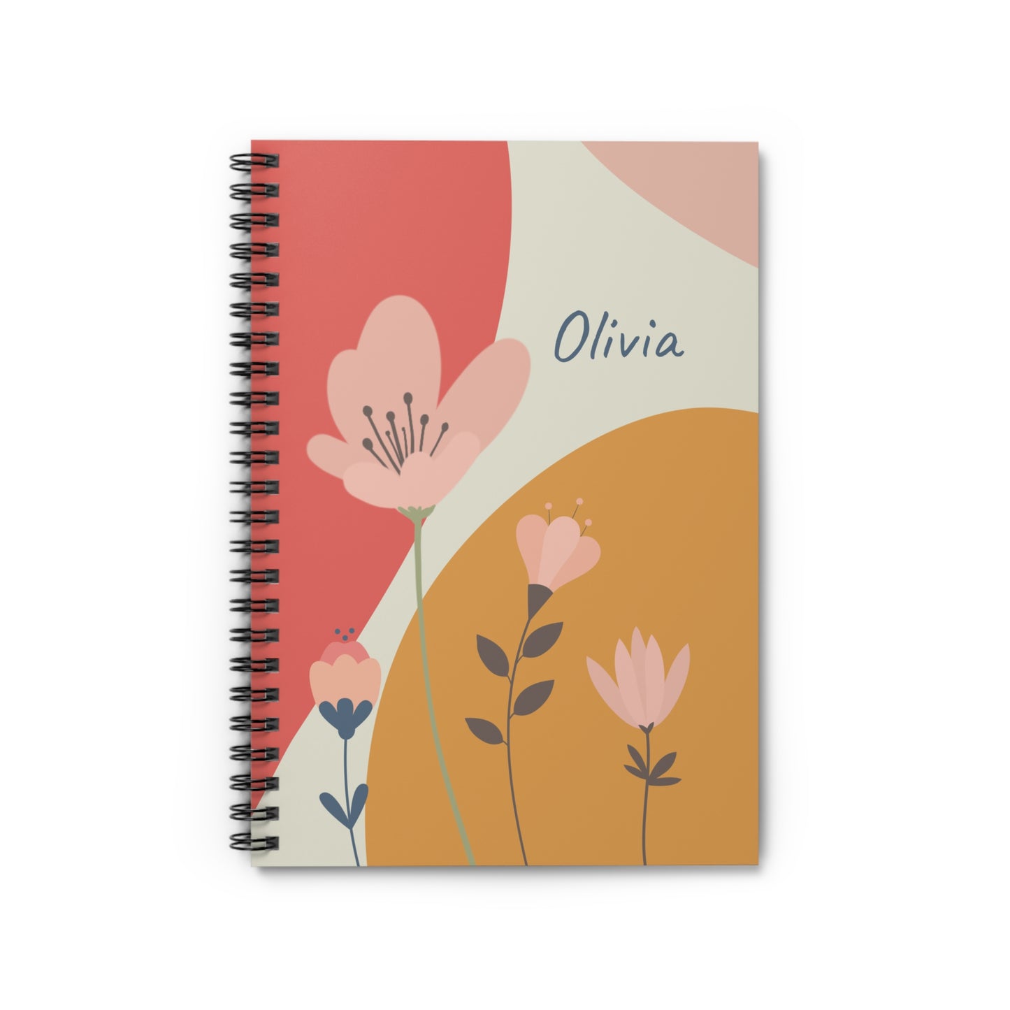 Personalizable Spiral Notebook -  Pink Flowers