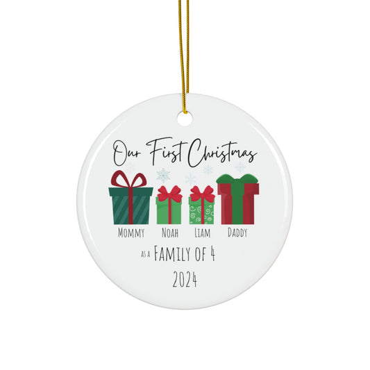 Personalized Christmas Ornament - "Our First Christmas as a Family of..." - Christmas Tree