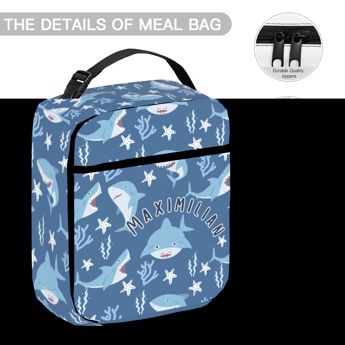 Personalized Portable Handheld Insulated Lunch Bag - Sharks