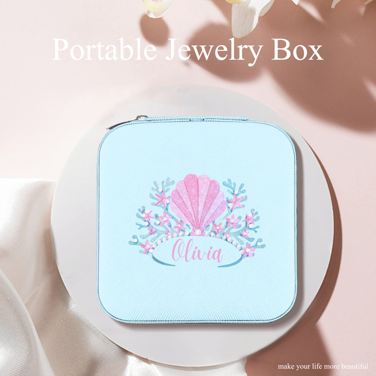 Personalizable Travel Jewelry Case - Mermaid Crown