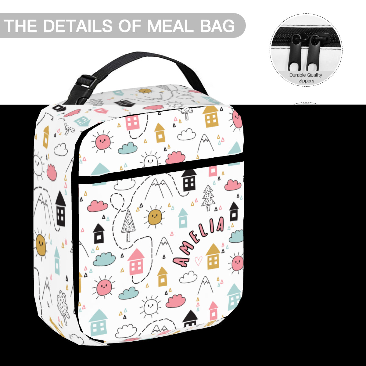 Personalized Portable Handheld Insulated Lunch Bag - for Girls!