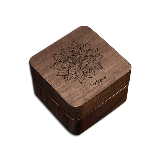 Personalizable Mini Vintage Black Walnut Jewelry Box