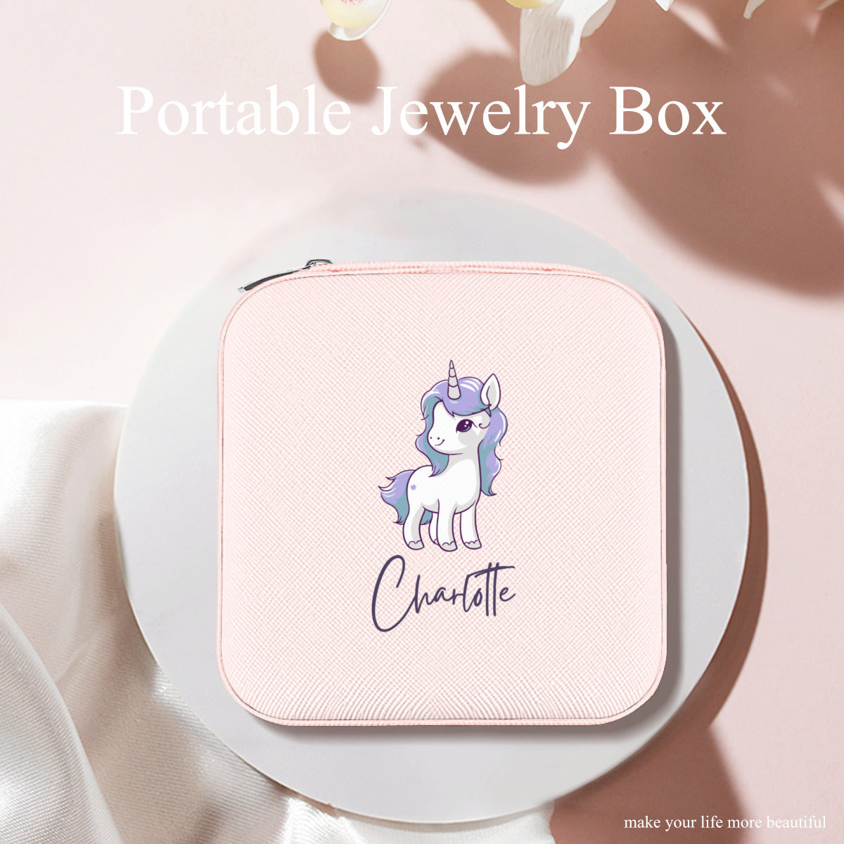 Personalized Unicorn Travel Jewelry Case