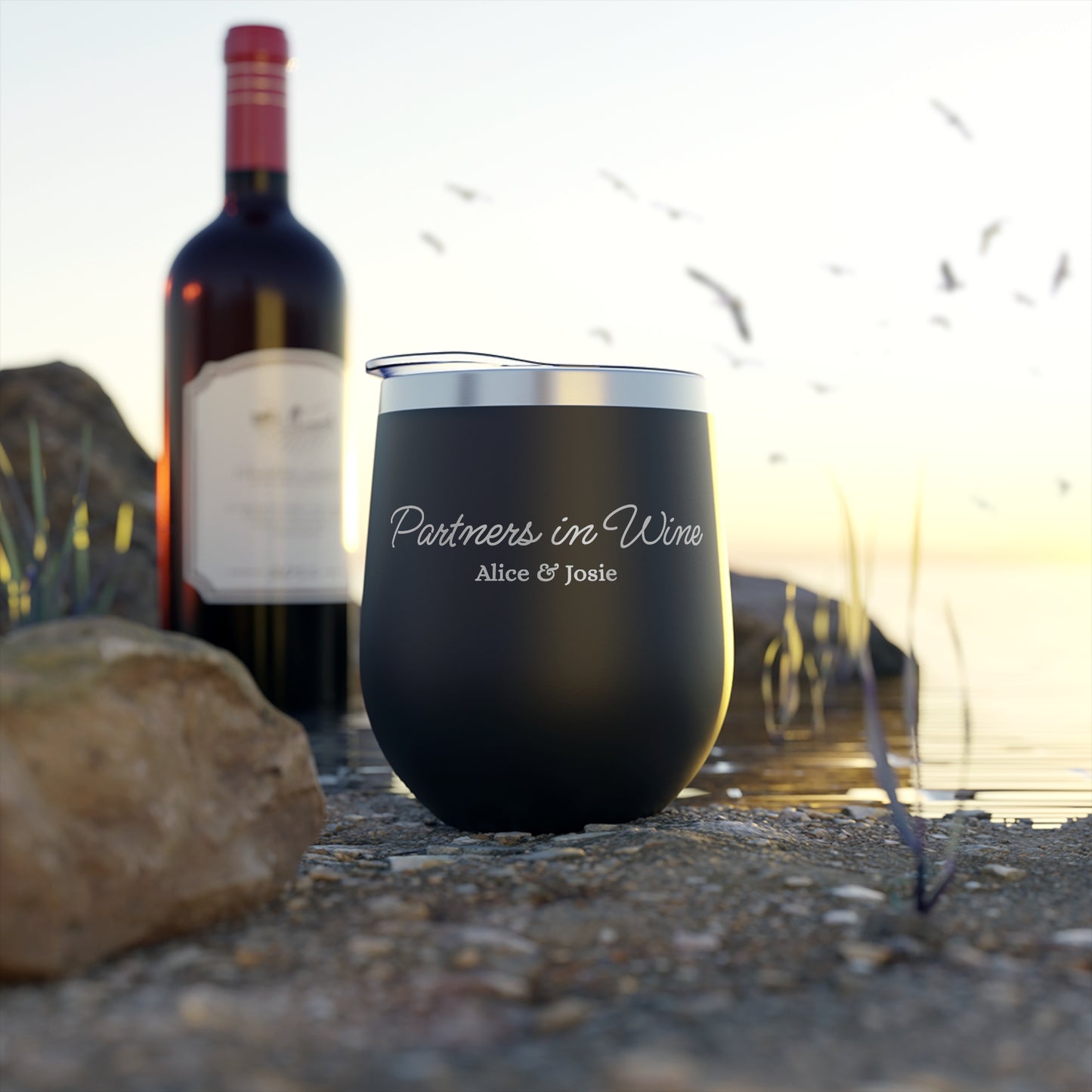 "Partners in Wine" - Customizable Wine Tumbler - Copper Vacuum Insulated Cup - A Perfect Gift for Wine Duo