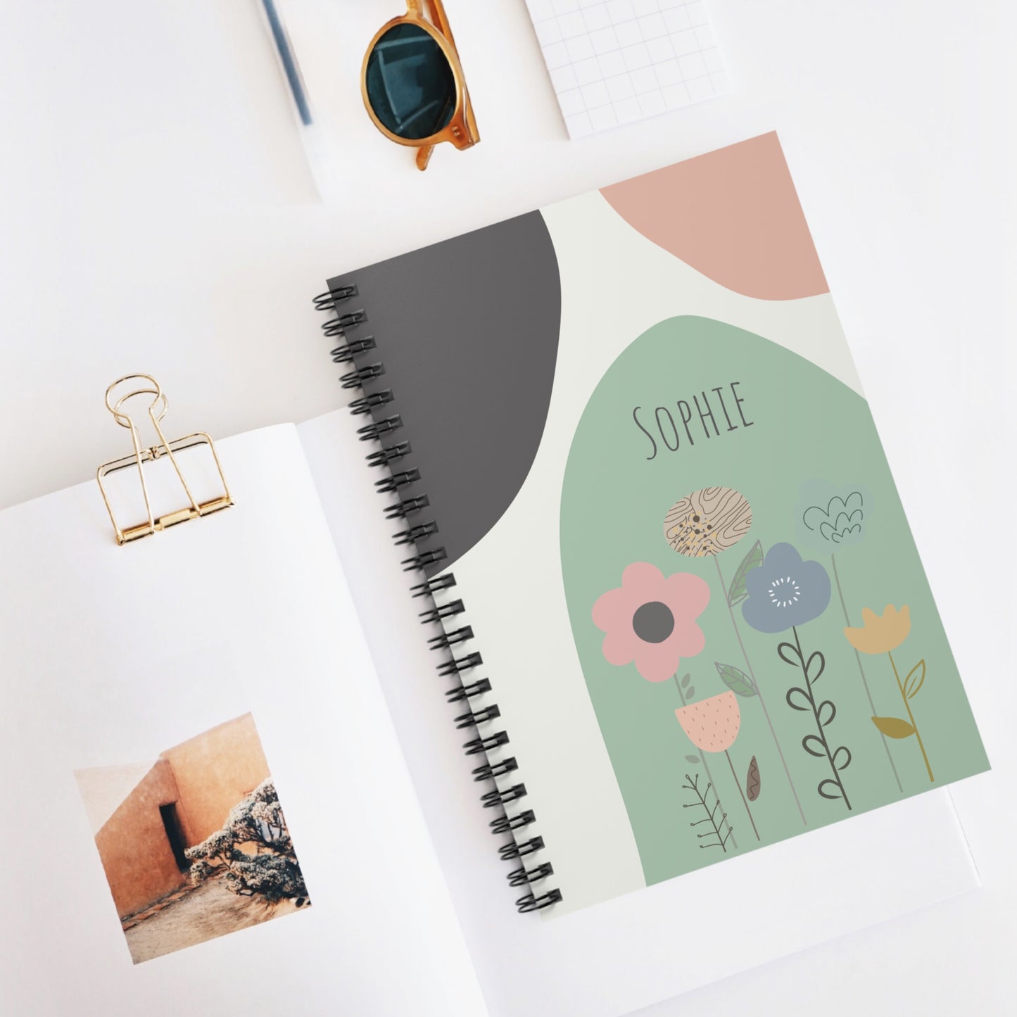 Personalizable Pastel Floral Spiral Notebook