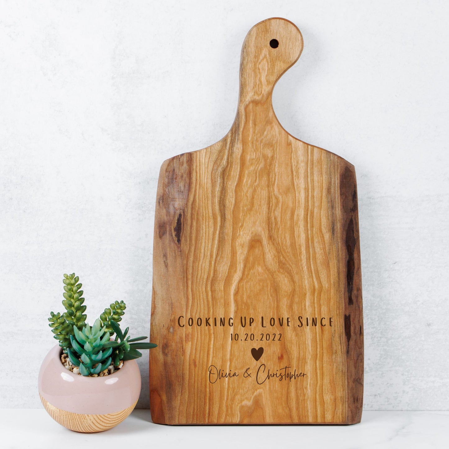 Personalized Artisan Wood Serving Board - "Cooking Up Love Since..."