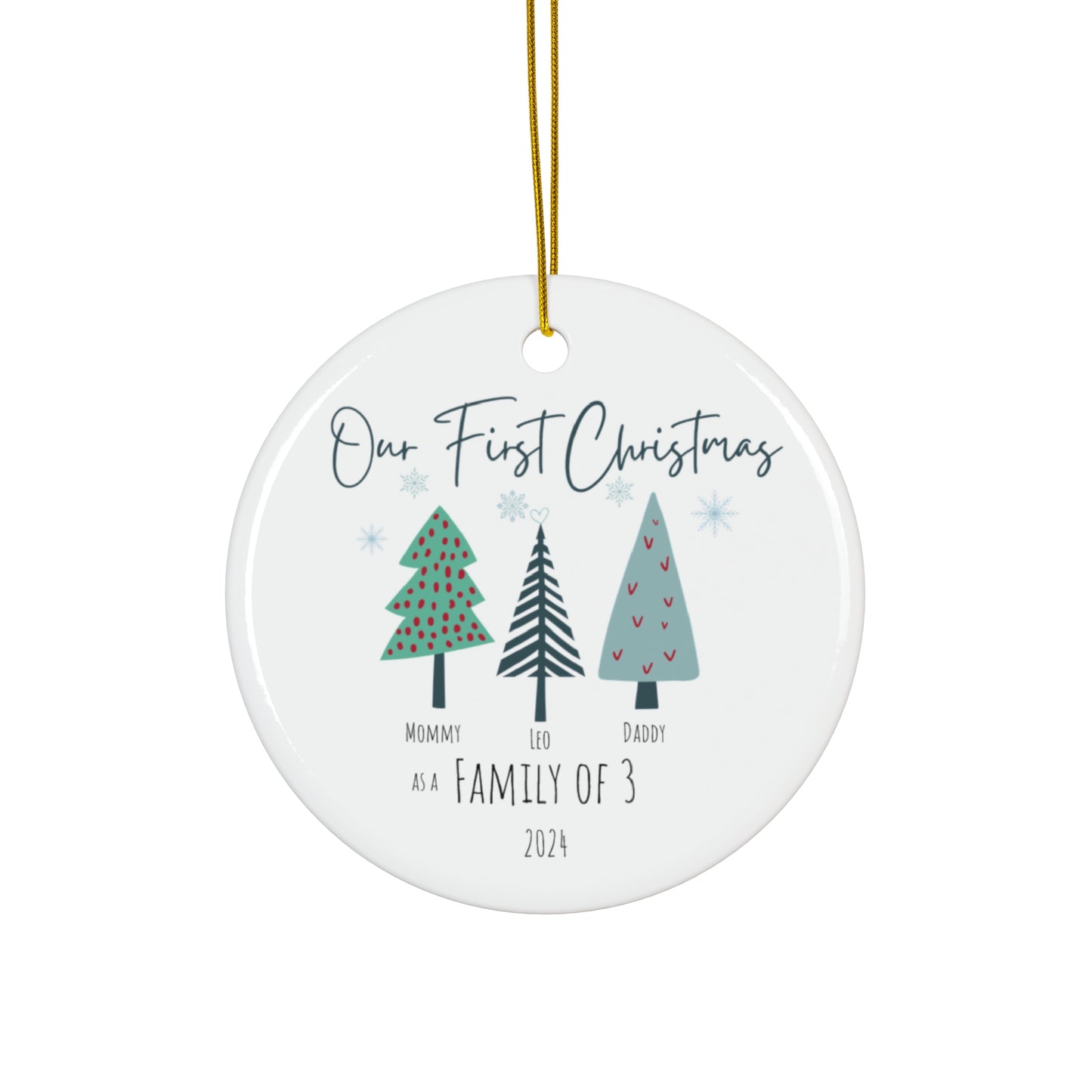 Personalized Christmas Ornament - Our First Christmas as a Family of... - Christmas Tree Decoration