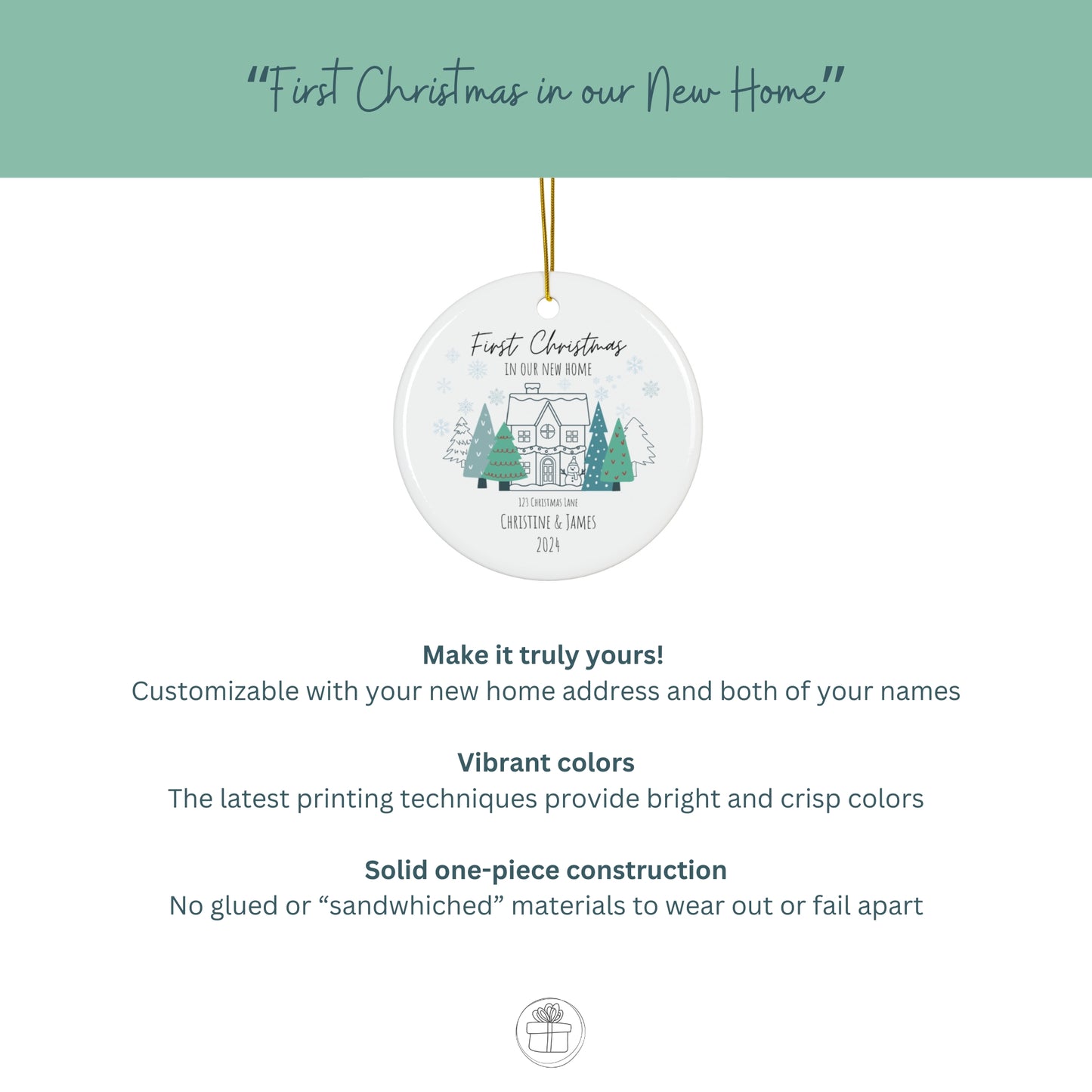 Personalized Ornament "First Christmas in our New Home" - Gift New Homeowners