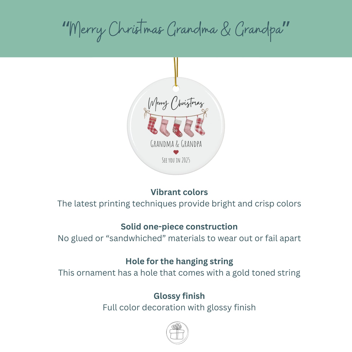 Ornament for Expecting Grandparents - Merry Christmas - Pregnancy Announcement - Christmas Tree Decoration