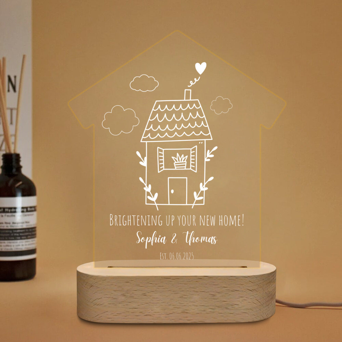 Personalizable Ambient Lamp "Brightening up your New Home!" for New Homeowners