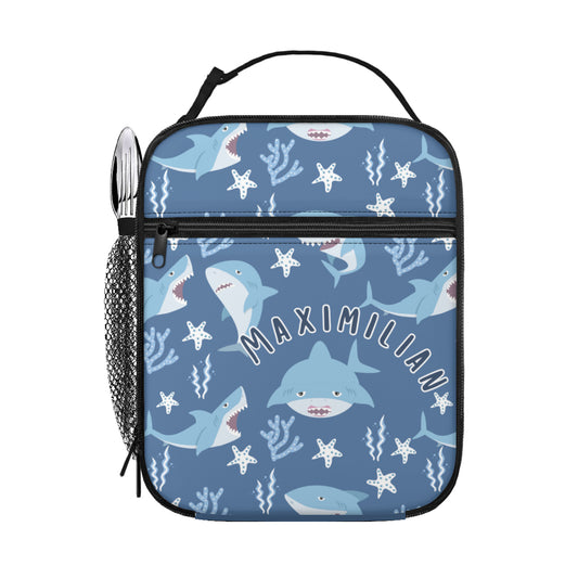 Personalized Portable Handheld Insulated Lunch Bag - Sharks