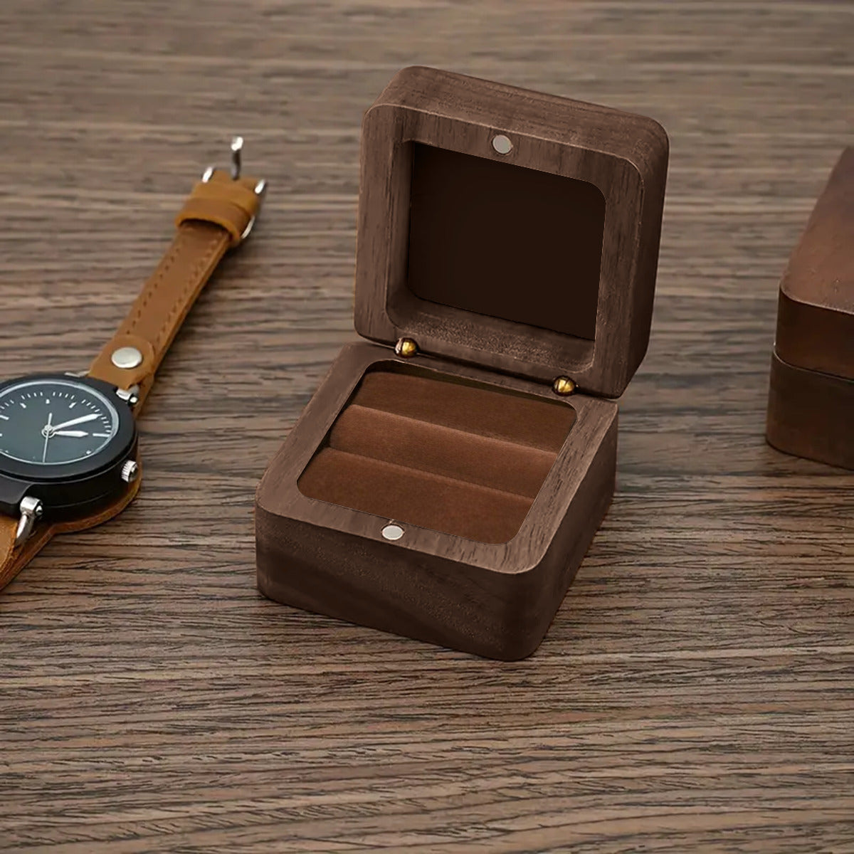 Personalizable Mini Vintage Black Walnut Jewelry Box