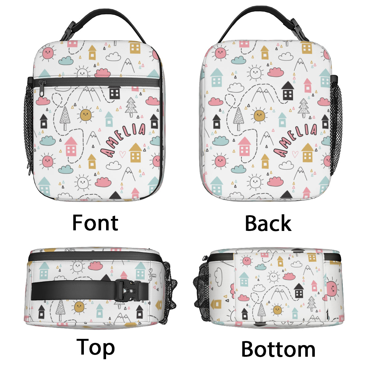 Personalized Portable Handheld Insulated Lunch Bag - for Girls!