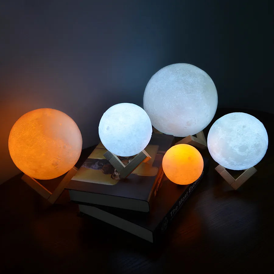 3D Print Moon Lamp LED Night Light - Rechargeable